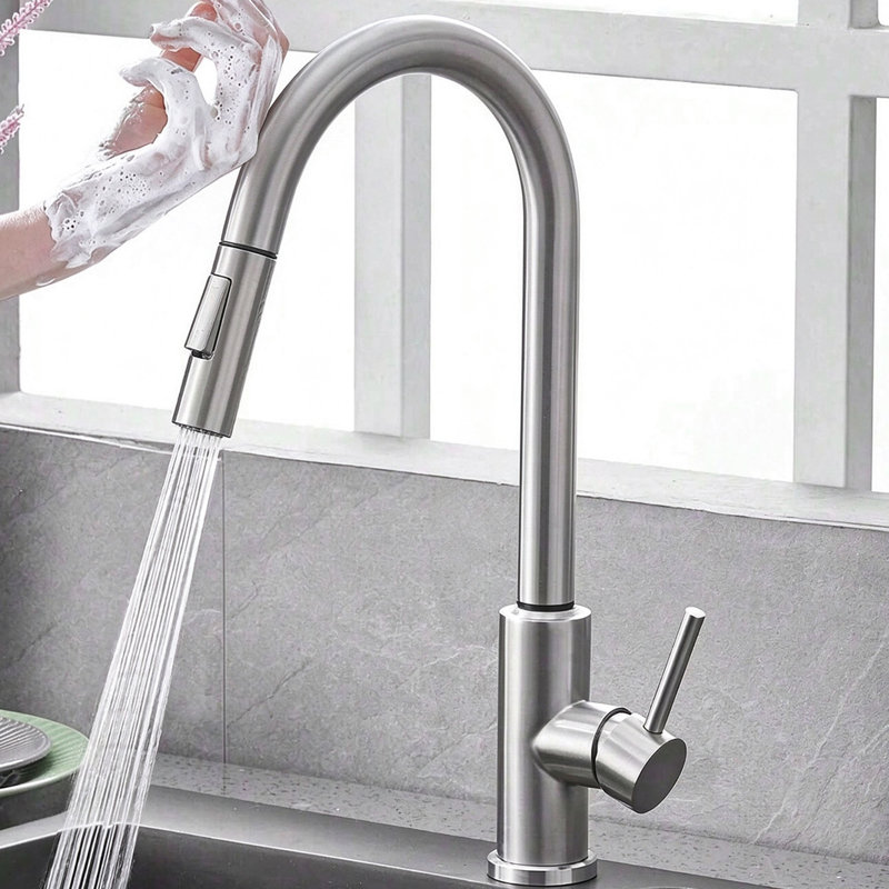 Single-Hole Laundry Faucet, Brushed Nickel
