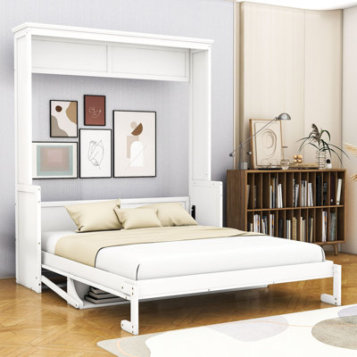 Queen Size Murphy Bed with Convertible Shelf and Headboard