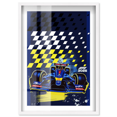 Affiches de Formule 1 «Blue Victory Shadowbox» par Notoriart, cadre blanc, 17 x 25