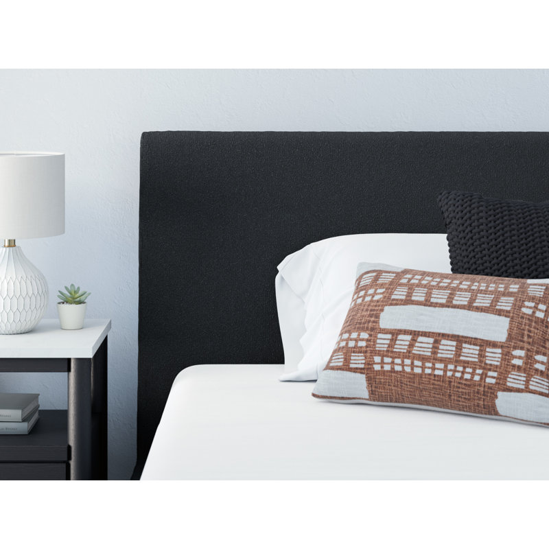 Cadmori Black Full Upholstered Bed with Roll Slats and Wood Frame