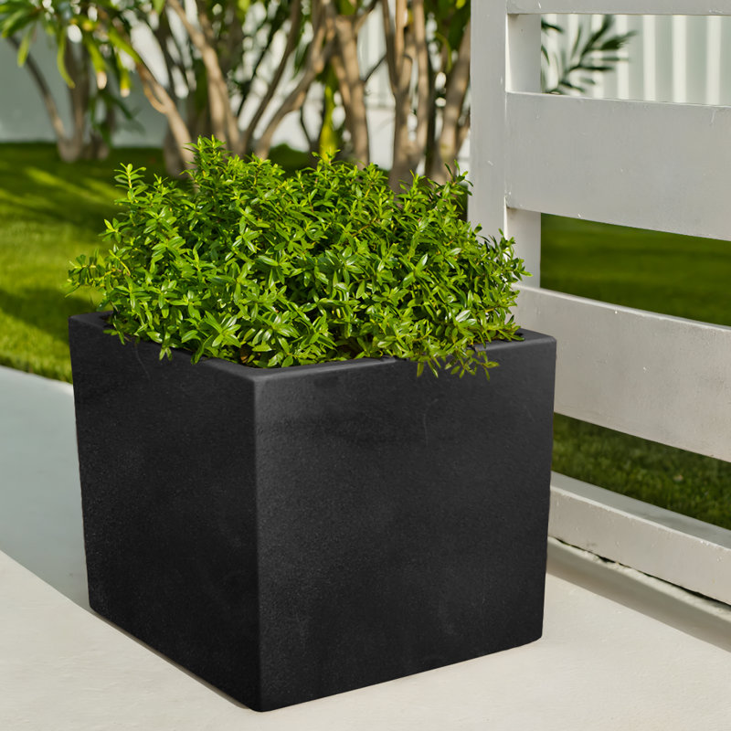 Wandie Green Polyethylene Pot Planter, Dark Gray, 14.2" H x 15.7" W x 15.7" D