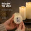 Set of 6 Cream Real Wax Pillar Candles - Warm White Flickering LED, Dripping Tear Effect, Batteries Included - Indoor Home, Wedding, Event Decor, Flame-Free Authentic Mood Lighting