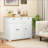 Sideboards, HOMCOM Modern Distressed White Storage Cabinet with Solid Rubber Wood Top | 3 Drawers | Adjustable Shelf | Solid Wood | Engineered Wood
