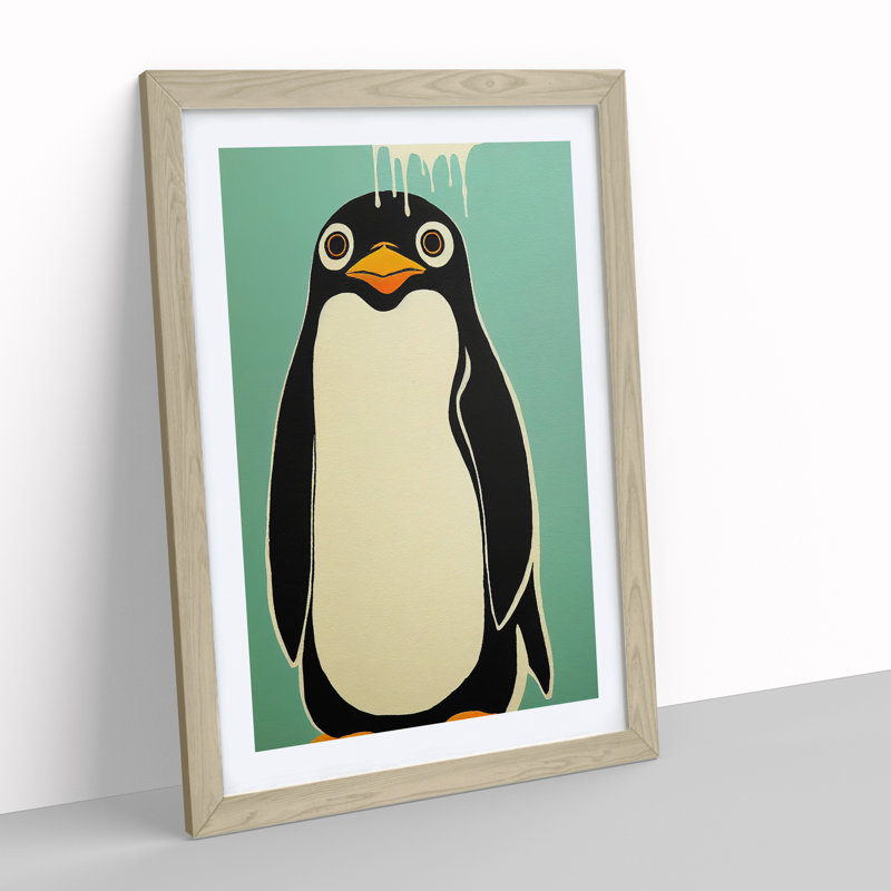 Little Penguin - Framed Print, 64cm H x 46cm W x 2cm D, Oak