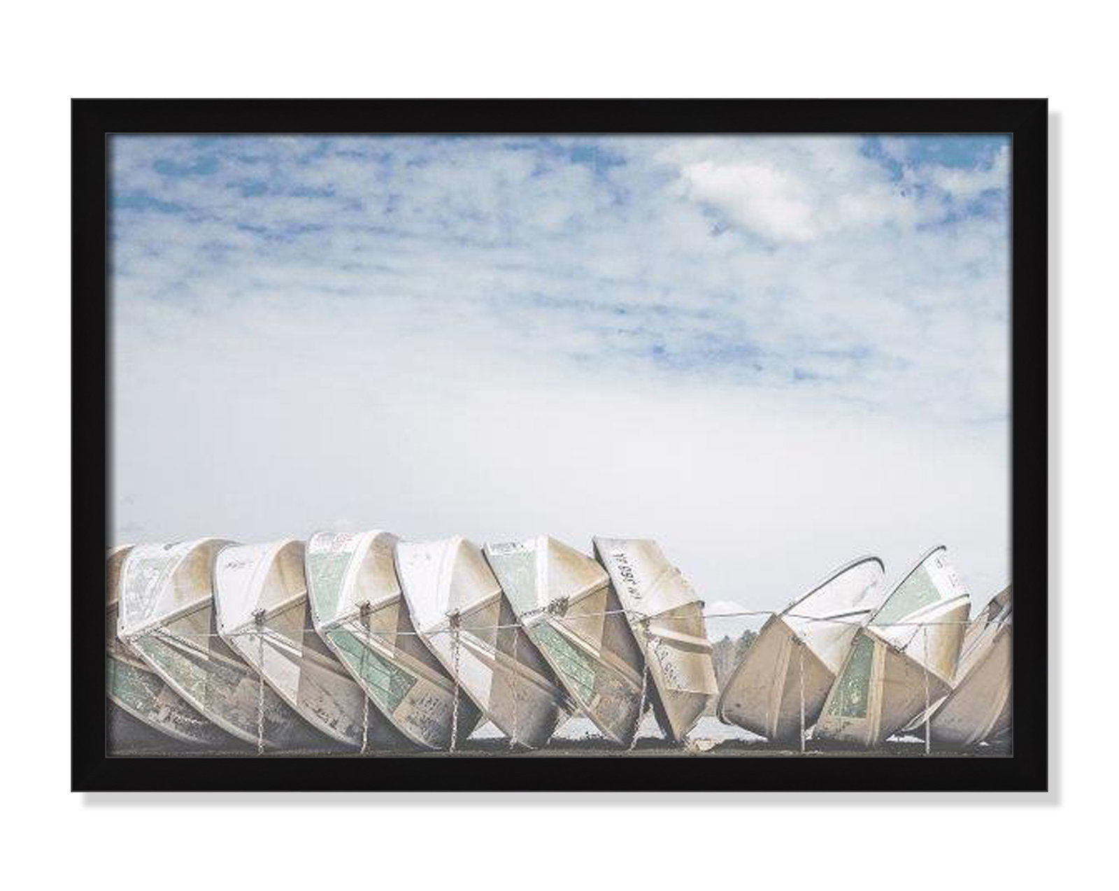 Hennecy "Wooden Boats" Print by Leah Straatsma, 17" H x 23" W x 1.25" D, Satin Black