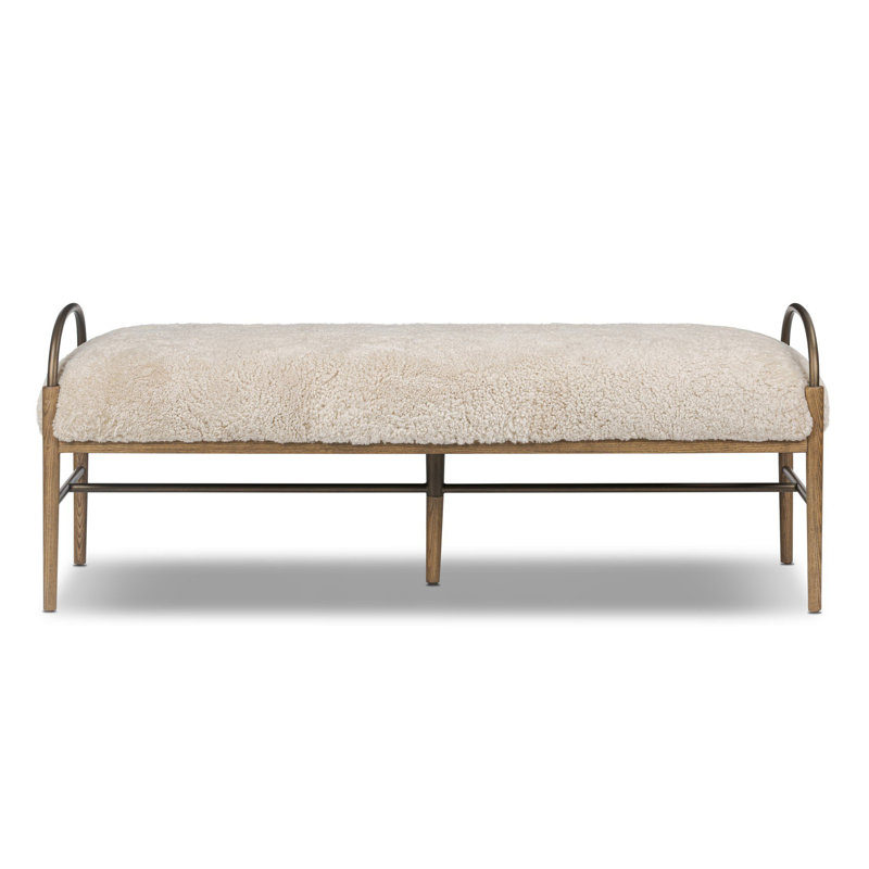 Demi Upholstered Bench, Beige Shearling