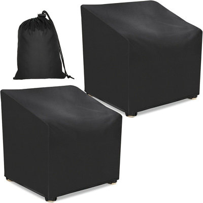 2 PCS Outdoor Chair Cover with 4 Buckles Adjustable Bottom Drawstring Single Needle Stitching Waterproof Dustproof Furniture Protector with Drawstring Storage Bag