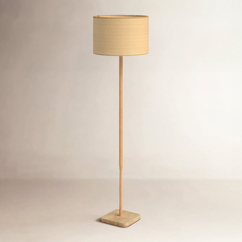 Phipps 58'' Traditional Floor Lamp, Natural Woven/Beige Trim, Natural