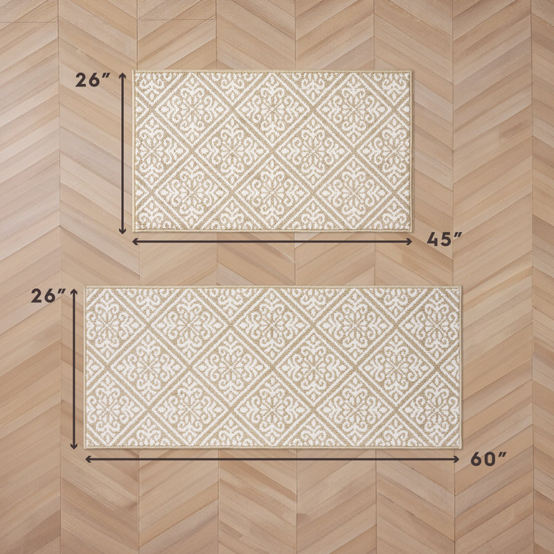 Austell Machine Woven Synthetic Geometric Area Rug, Beige
