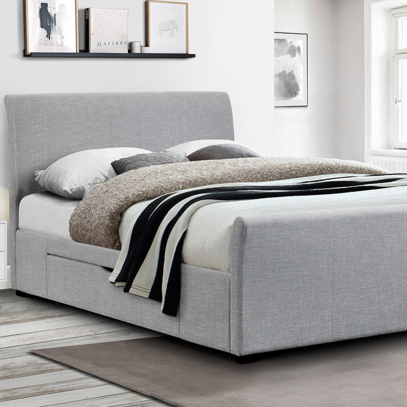 Delmos Upholstered Storage Bed with Mattress, Kingsize (5')