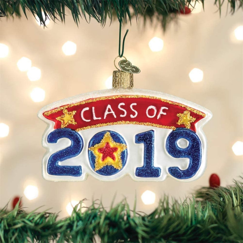 Hand-Painted Glass Class of 2019 Graduation Ornament