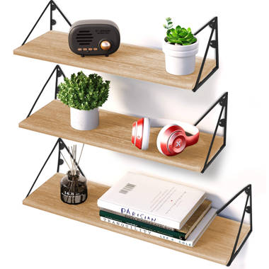 3 Tier Metal and Wood Wall Shelf – Decocrated