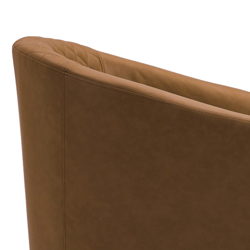 30" W Barrel Chair, Coffee Faux Leather