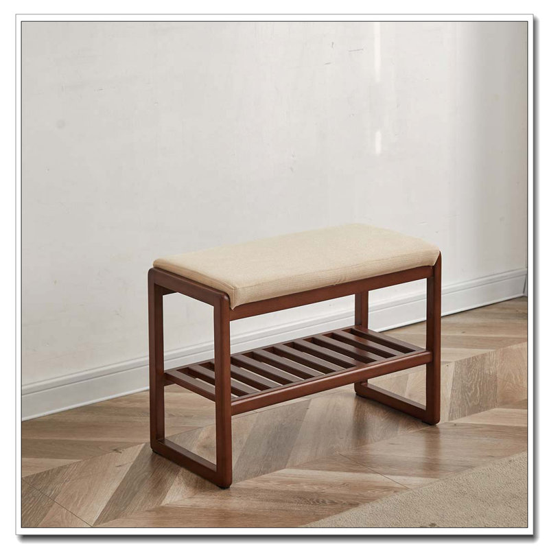 Solid Wood Shoe Bench, Beech Wood Storage Rack Organizer
