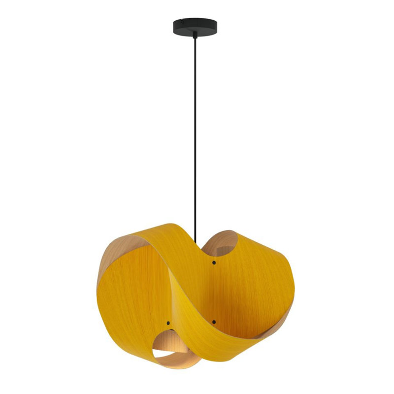 Luminaire suspendu Elvira 50 - jaune, H 15,4 po x l 19,6 po x P 19,6 po, Jaune / frêne