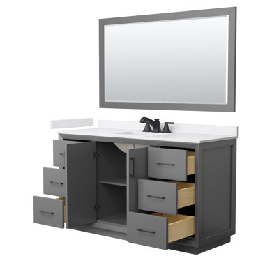 Strada 60" Freestanding Single Bathroom Vanity with Cultured Marble Top