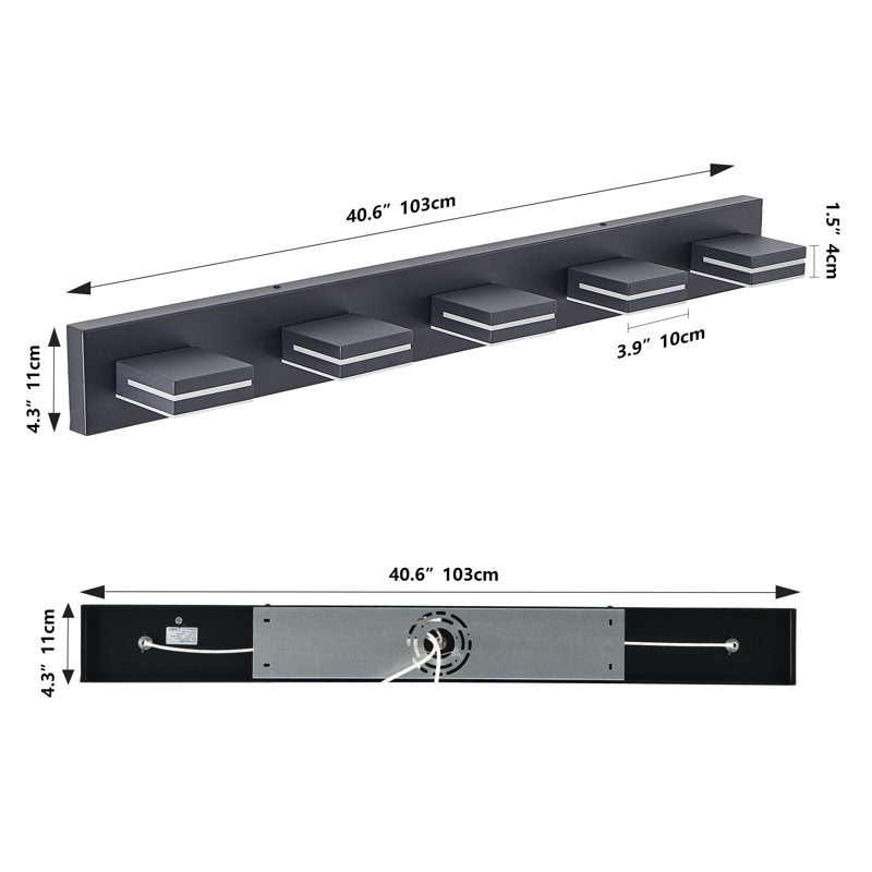 Dimmable LED Vanity Light Fixture 5500K, 5 Lights, Matte Black