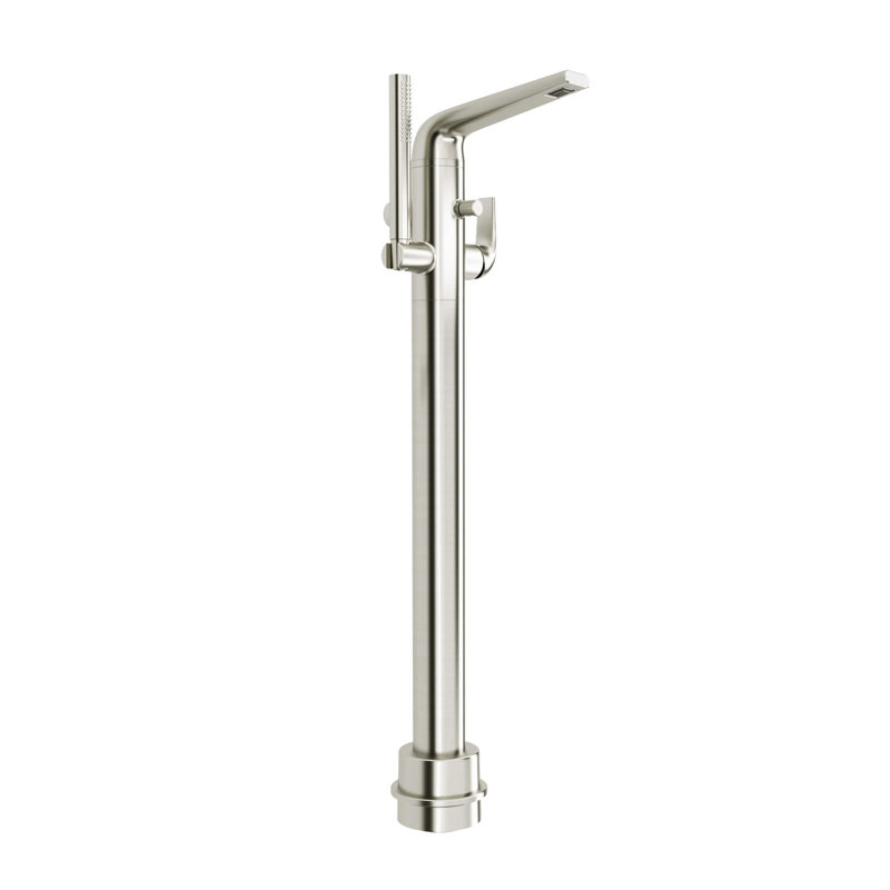 Modulus Single Handle Floor Mounted Clawfoot Tub Faucet with Handshower, Brushed Nickel