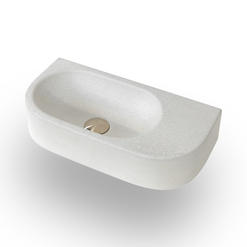 Newterra 21.75" Wall/Vessel Bathroom Sink, Sand, No Holes