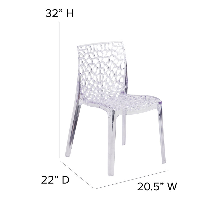 Amelia Transparent Artistic Pattern Stacking Side Chair Set