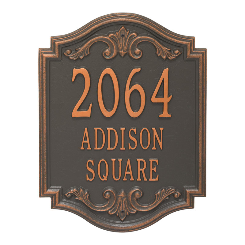 Signature Series 3-Line Wall Address Plaque, Forged Copper, Copper, Yes