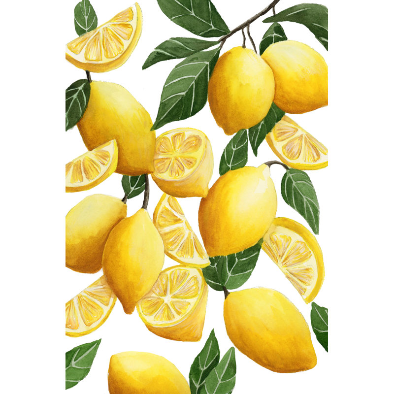 «Lemons» par Leah Tedesco sur, Blanc, Papier avec cadre photo noyer, H 18 po x l 12 po