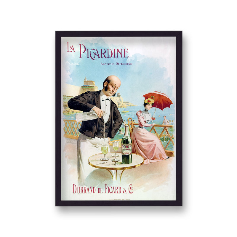 Vintage Absinthe La Picardine Waiter Pouring Without Border by Vouvart - Single Picture Frame Print