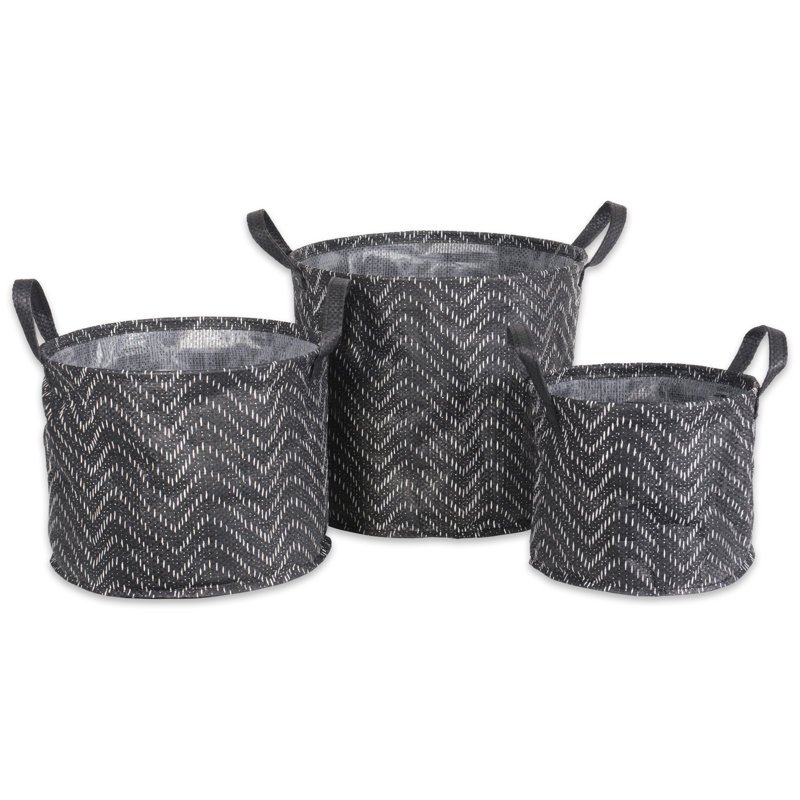 Amarillas Fabric Laundry Set with Handles, Black/White