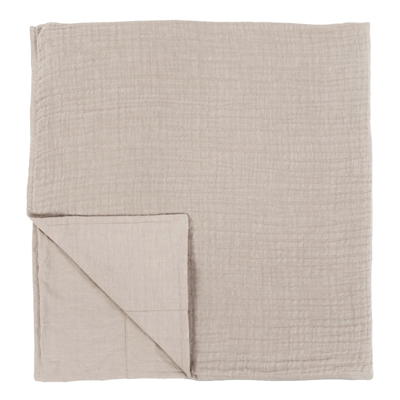 Cardiff 3-Piece Linen Blend Duvet Set, Beige, King Quilt + 2 King Shams