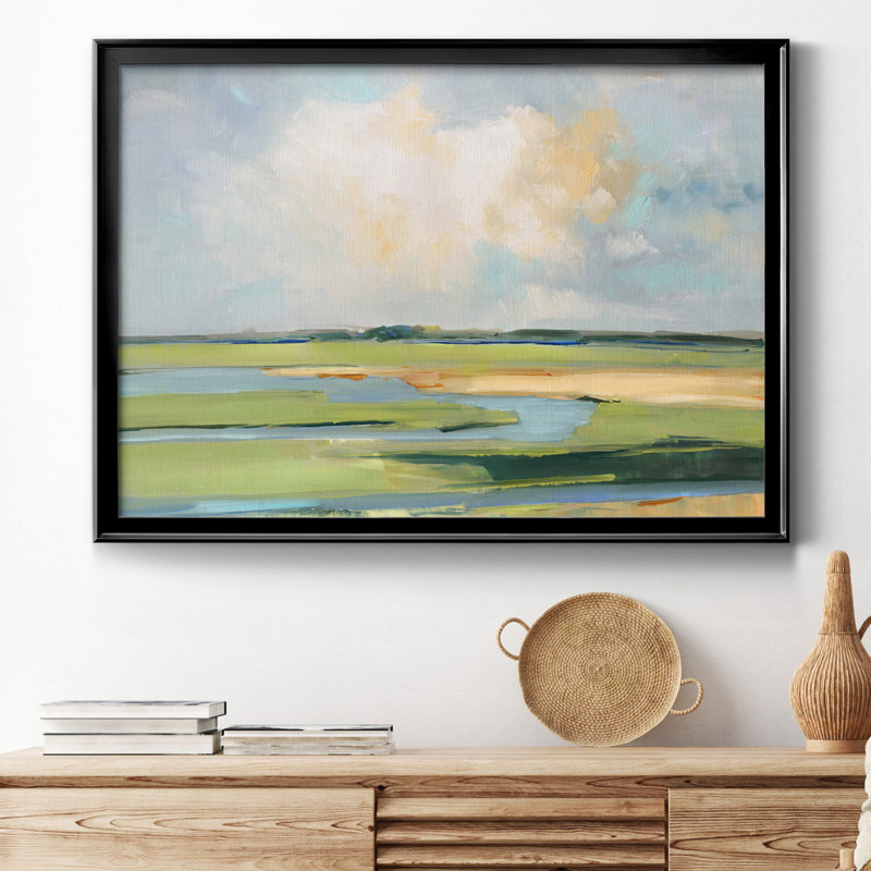 Pastel Horizon II - peinture encadrée, H 30,5 po x l 42,5 po, Toile encadrée, Noir
