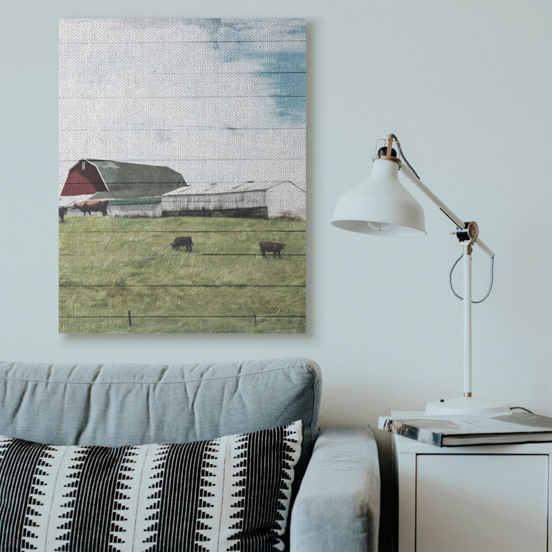 «Farm Landscape», peinture, Toile tendue, H 48 po x l 36 po x P 1,5 po