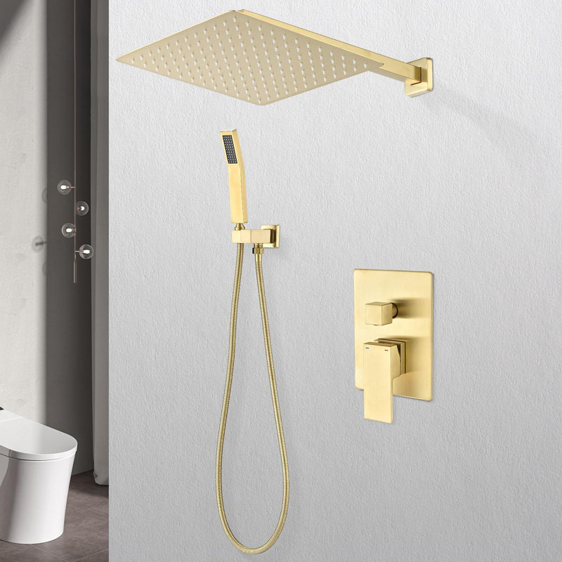 Système de douche complet avec valve brute, Or
