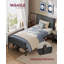 Bed Frame, With Upholstered Headboard, Metal Bed Frame, 500 Kg Weight Capacity, Easy Assembly, Slate Grey-462901752