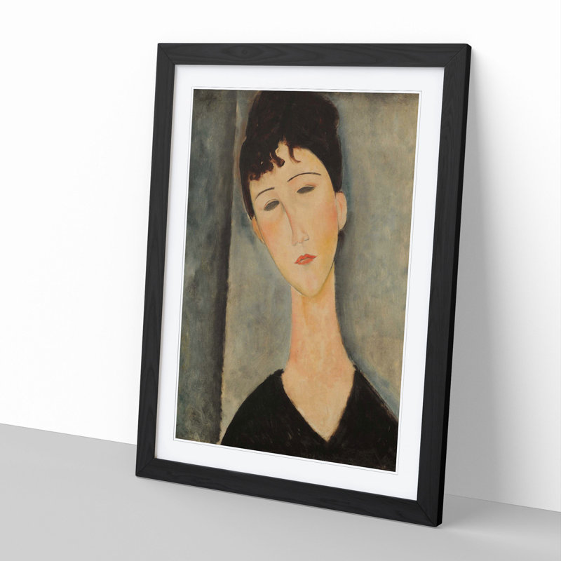 Portrait of a Woman Vol.4 by Amedeo Modigliani - Picture Frame Painting, 48cm H x 36cm W x 2cm D, Black Framed