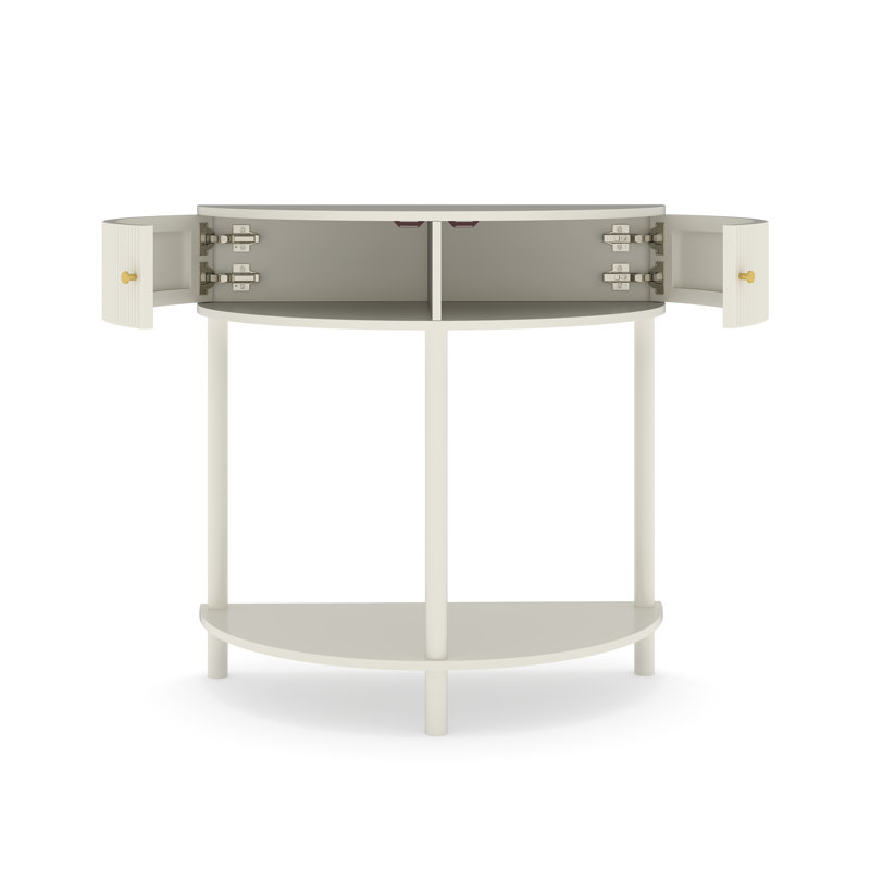 Table de bout demi-lune Artisan-Wave, Blanc, crème