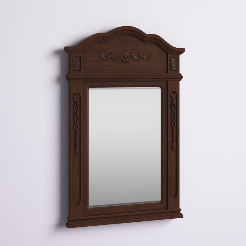 Hand-Painted Beveled Flat Wall Mirror , 36" x 24", Brown