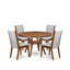 L'ensemble de table de cuisine 5 pièces comprend une table de salle à manger à piédestal et 4 chaises Parson en lin gris avec dossier haut - Finition noyer antique-1452677244-1466534338