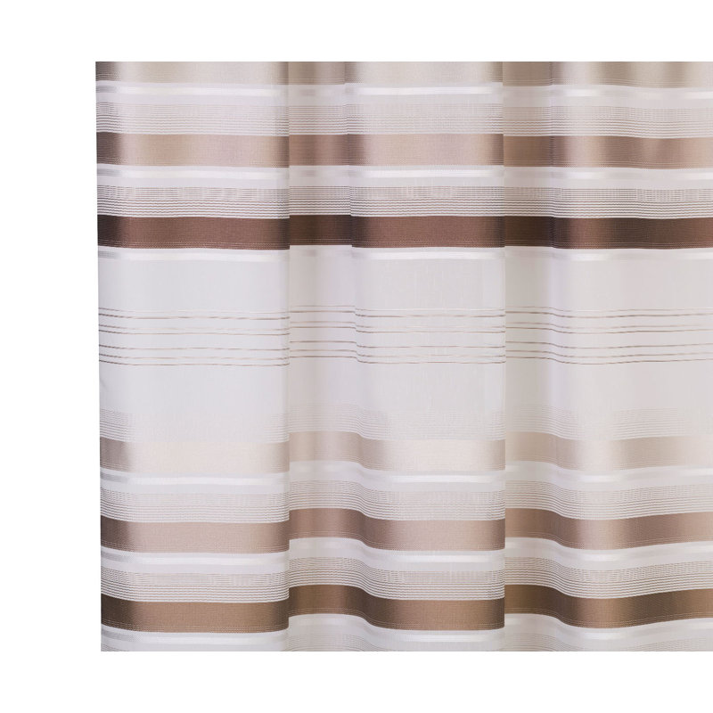 Prange Semi Sheer Curtain, Brown/White
