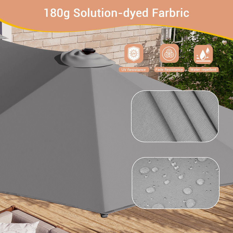 Parasol pour patio 13 x 7,2 pi avec double auvent, Gris