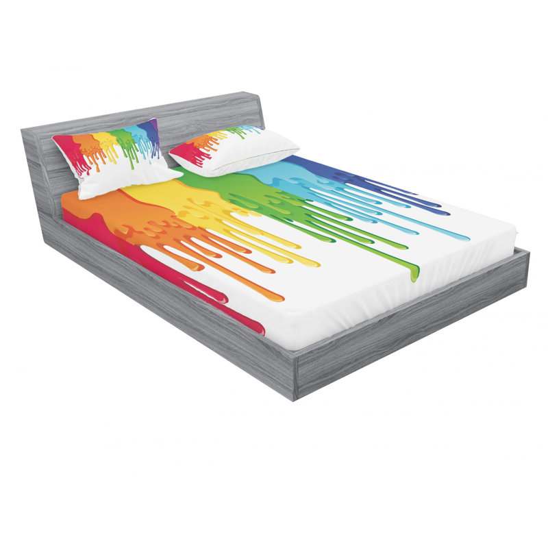 Microfiber Abstract Sheet Set, Full/Double Sheet Set with Fitted Sheet