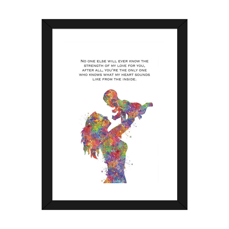 «Mother Baby Quote» - Impression, H 24 po x l 16 po x P 1 po, Papier noir