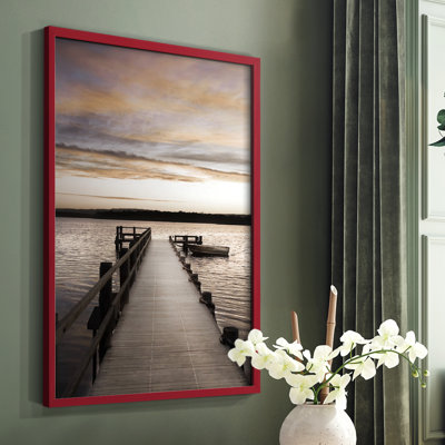 Sunset Over Jetty Framed Print - Solid Wood