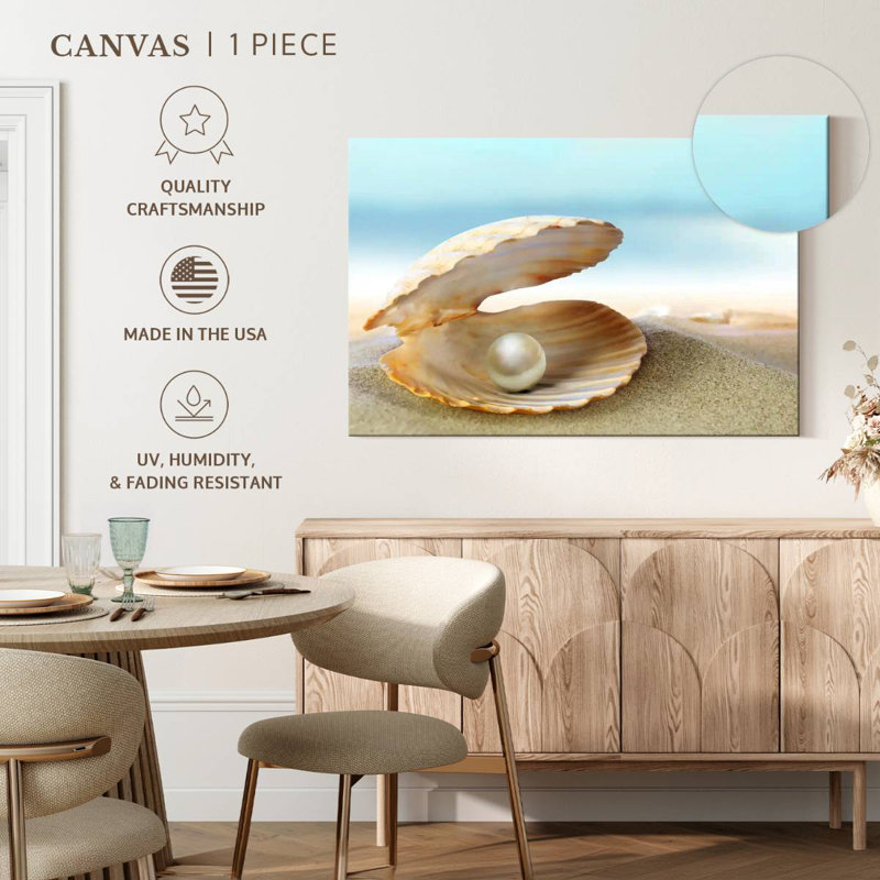 Pearl In Clam Shell, 8" H x 12" W