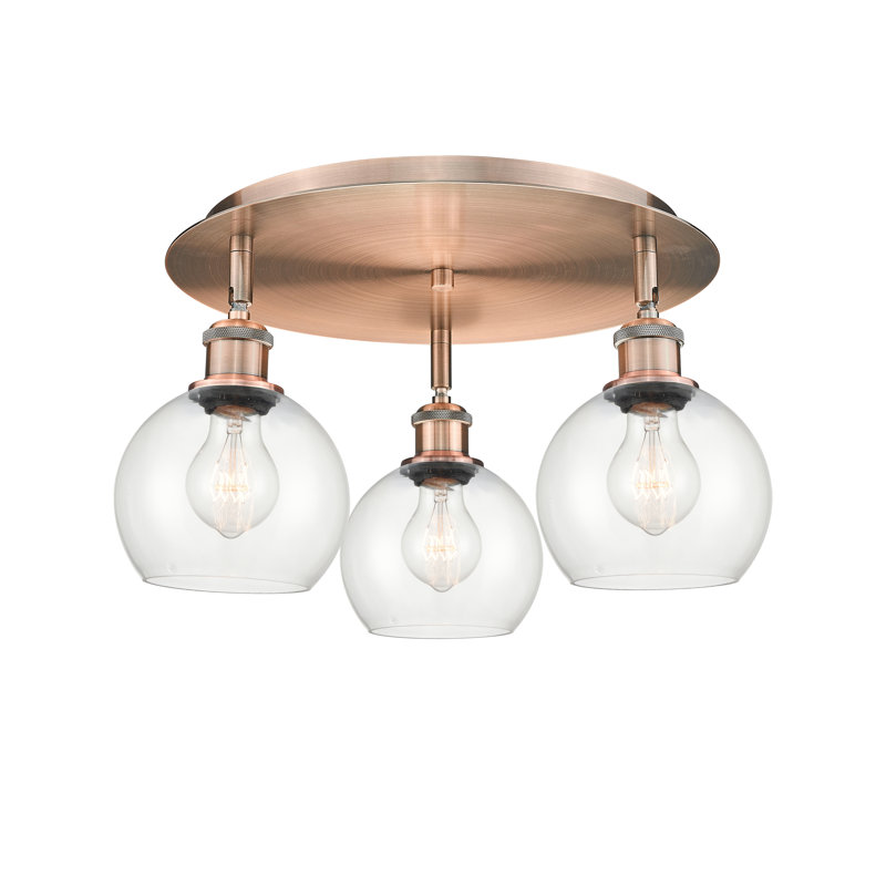 Plafonnier semi-encastré Ellington, Transparent, Cuivre antique