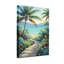 Plantes et fleurs, chemin tropical à la plage avec palmiers-384182536