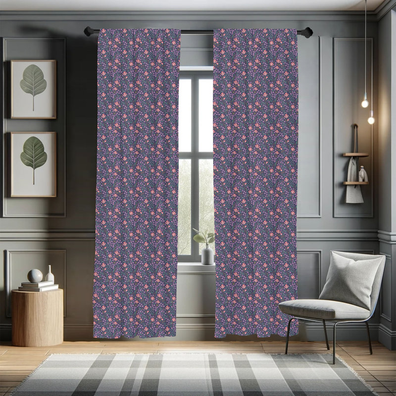 Floral Semi-Sheer Rod Pocket Sliding Panel, 28" x 84"