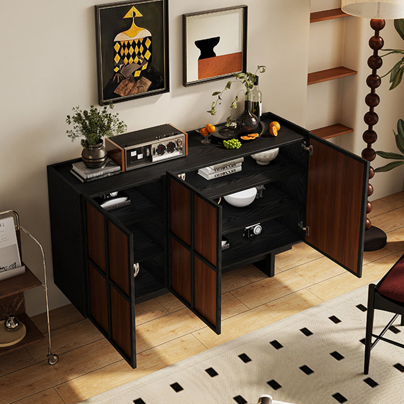 Exquisite Practical Retro Simple Sideboard, Black/Brown