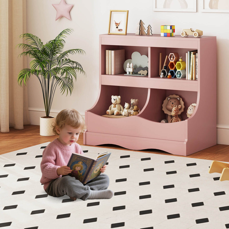 Bibliothèque pour jouets pour enfants 4 pièces, Rose