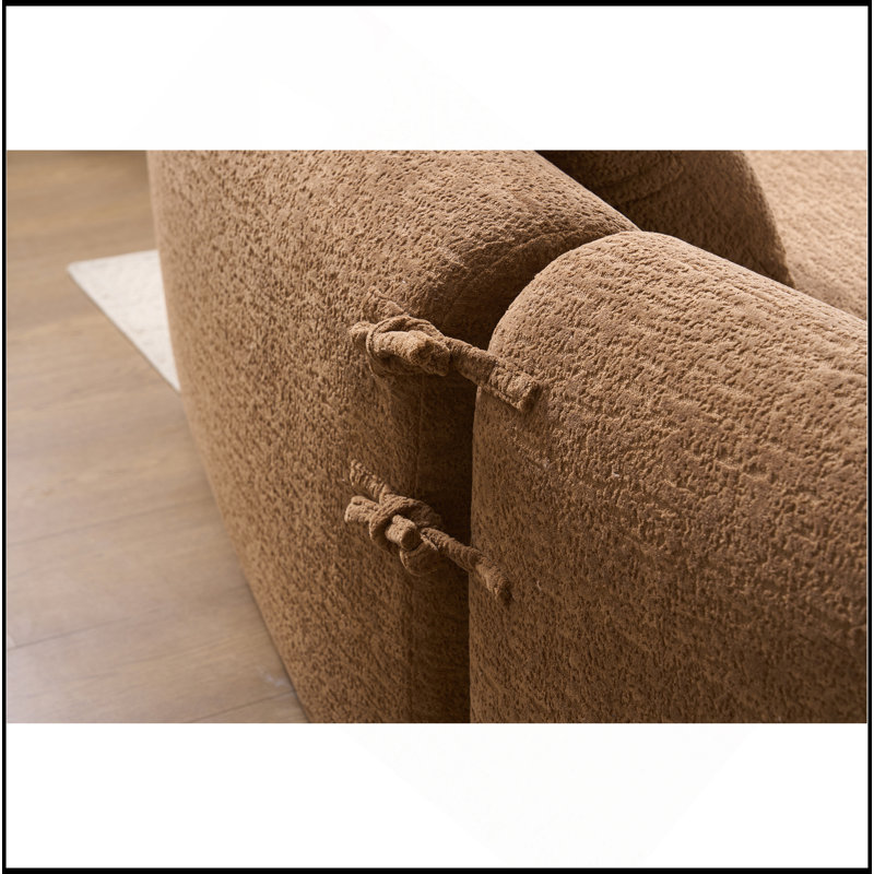 Canapé modulaire incurvé en polyuréthane caramel à compression complète, canapé modulaire en chenille 30D pour appartement et salon, L 110 po, 800 lb, 60 fermeté avec 4 coussins