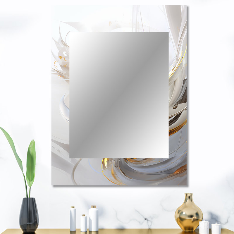 Fractale or sphère sur blanc I - miroir mural unique Fractals, miroir moderne, art imprimé en métal, 40 po x 30 po